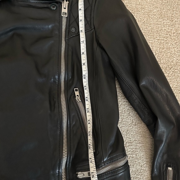 All Saints Conroy Leather Jacket Size 4 XS Ink - Picture 9 of 10